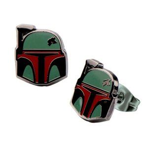 Boba Fett Stud Earrings, Star Wars, Pushback, Small Earlobe, Cartilage Tragus